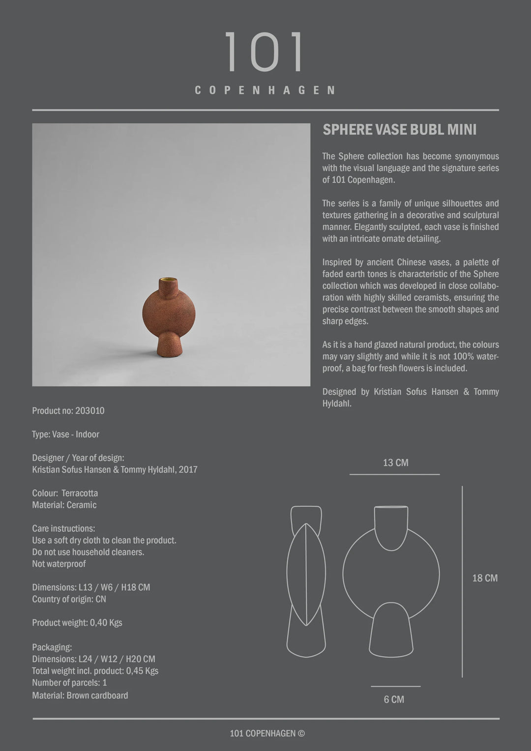 Sphere Vase Bubl, Mini - Terracotta Vases 101 Copenhagen   