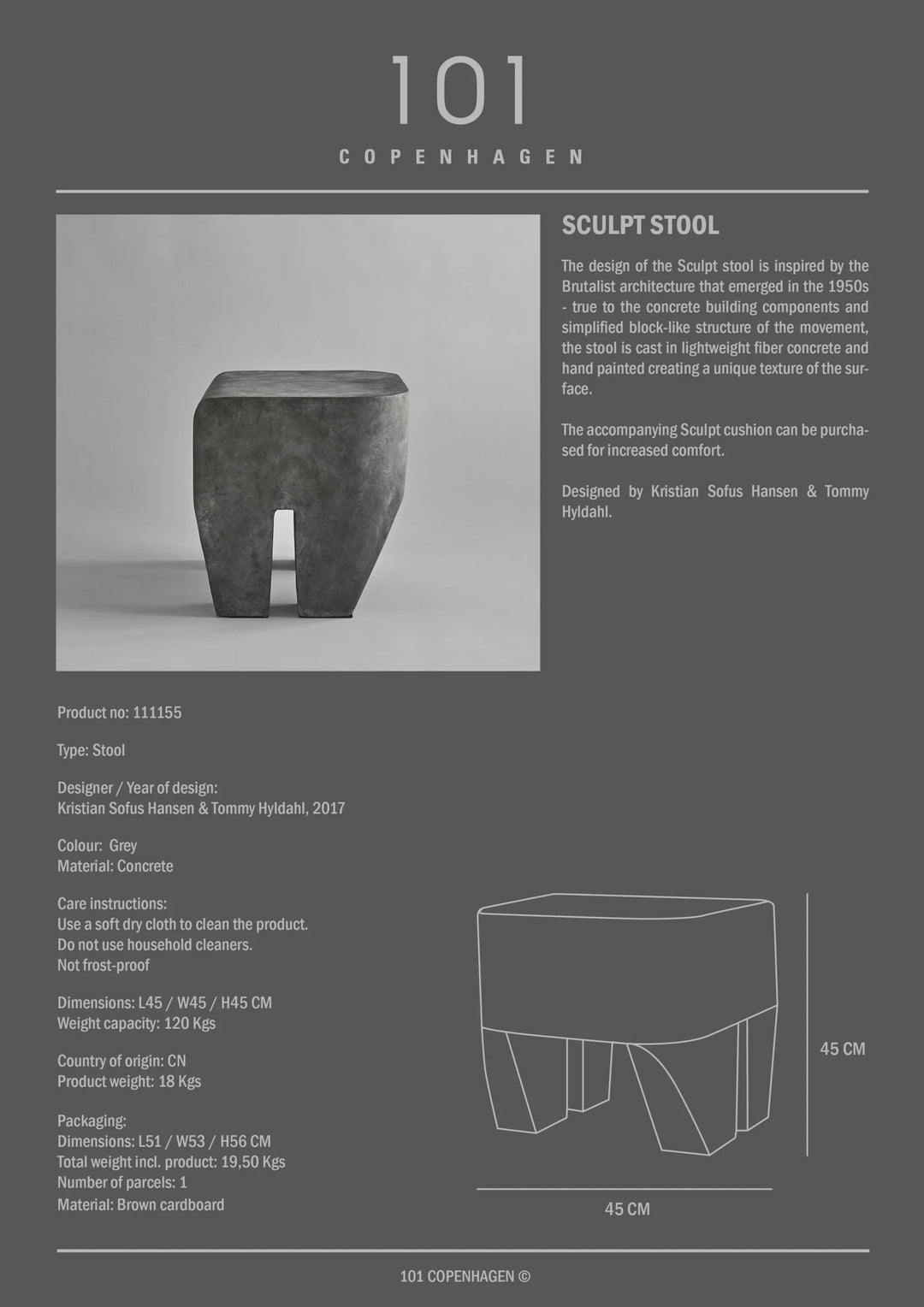 101 COPENHAGEN Sculpt Stool クッション付き 101 COPENHAGEN Sculpt Stool クッション付き