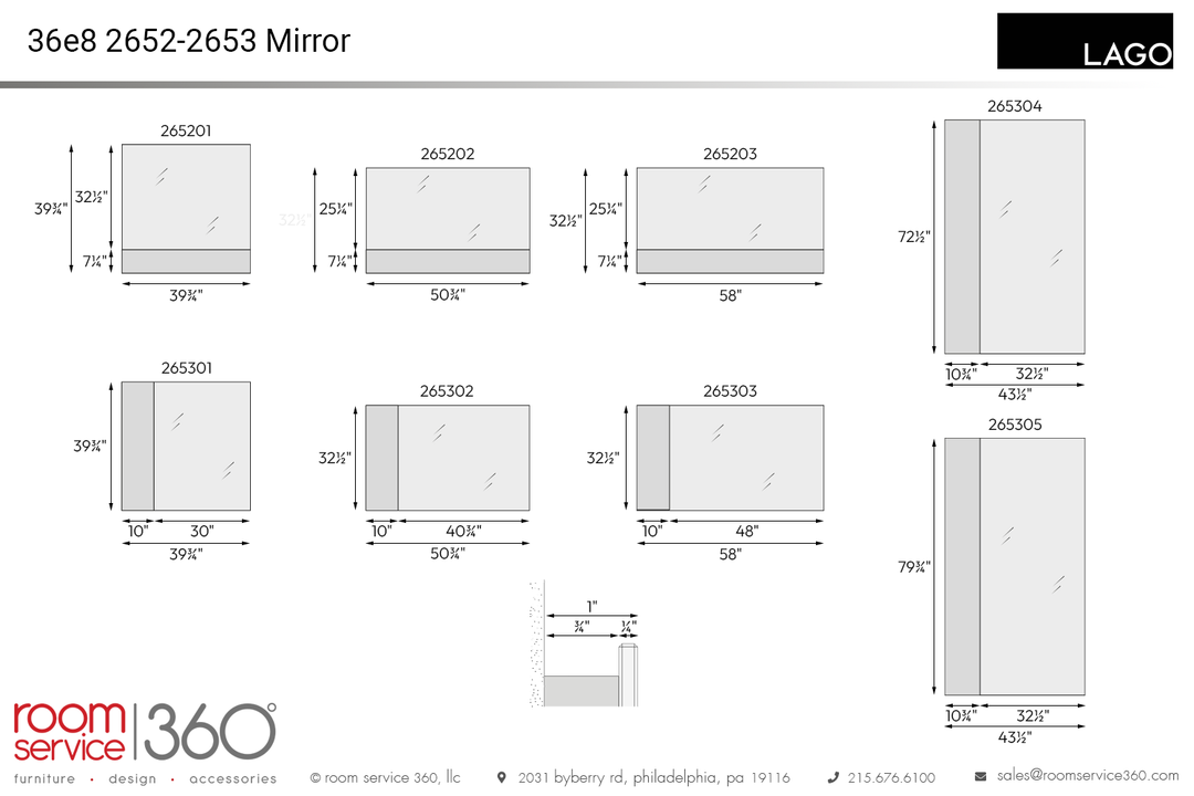 Lago 36E8 2652 2653 Mirror
