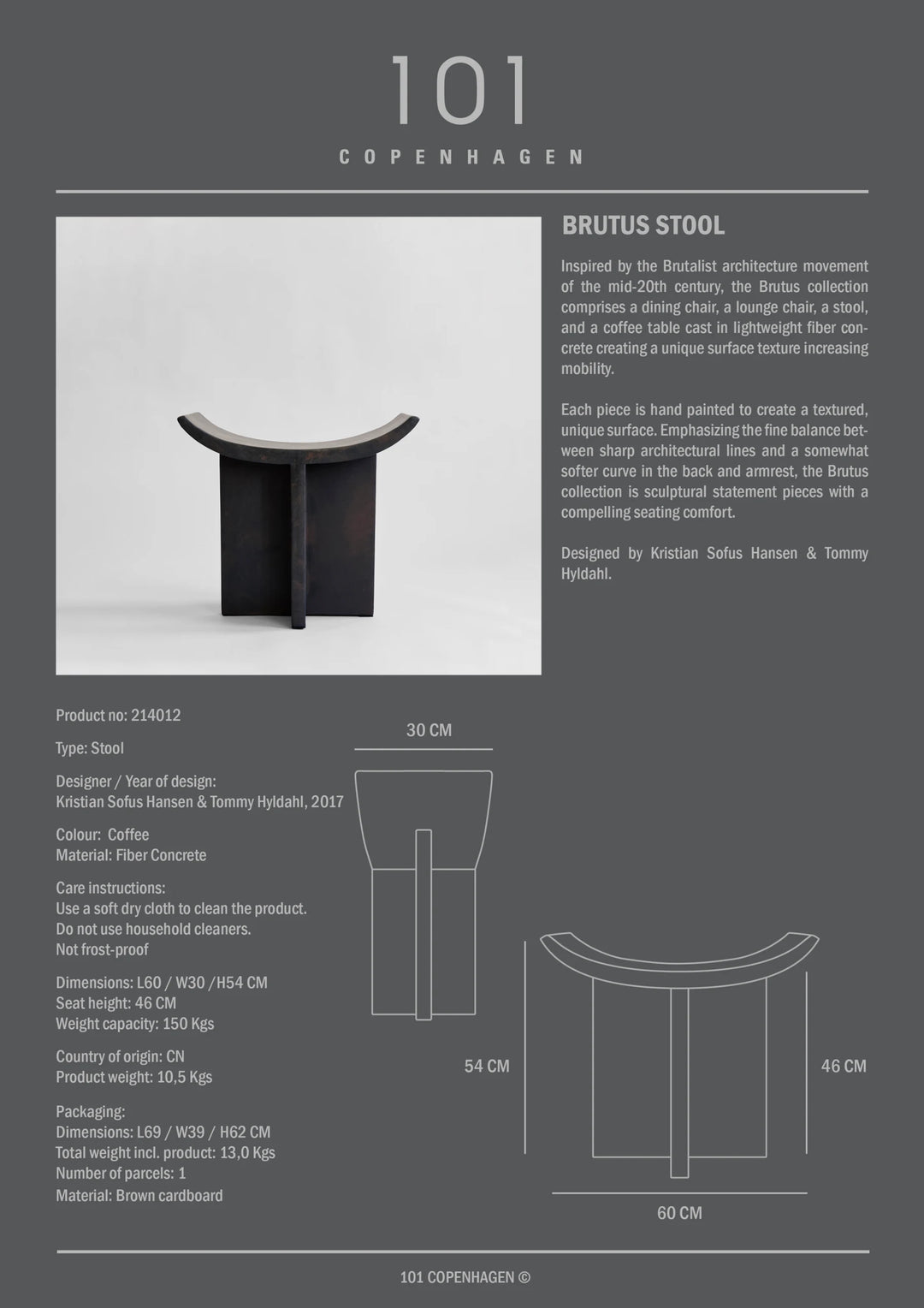 Brutus Stool - Coffee Stool 101 Copenhagen   