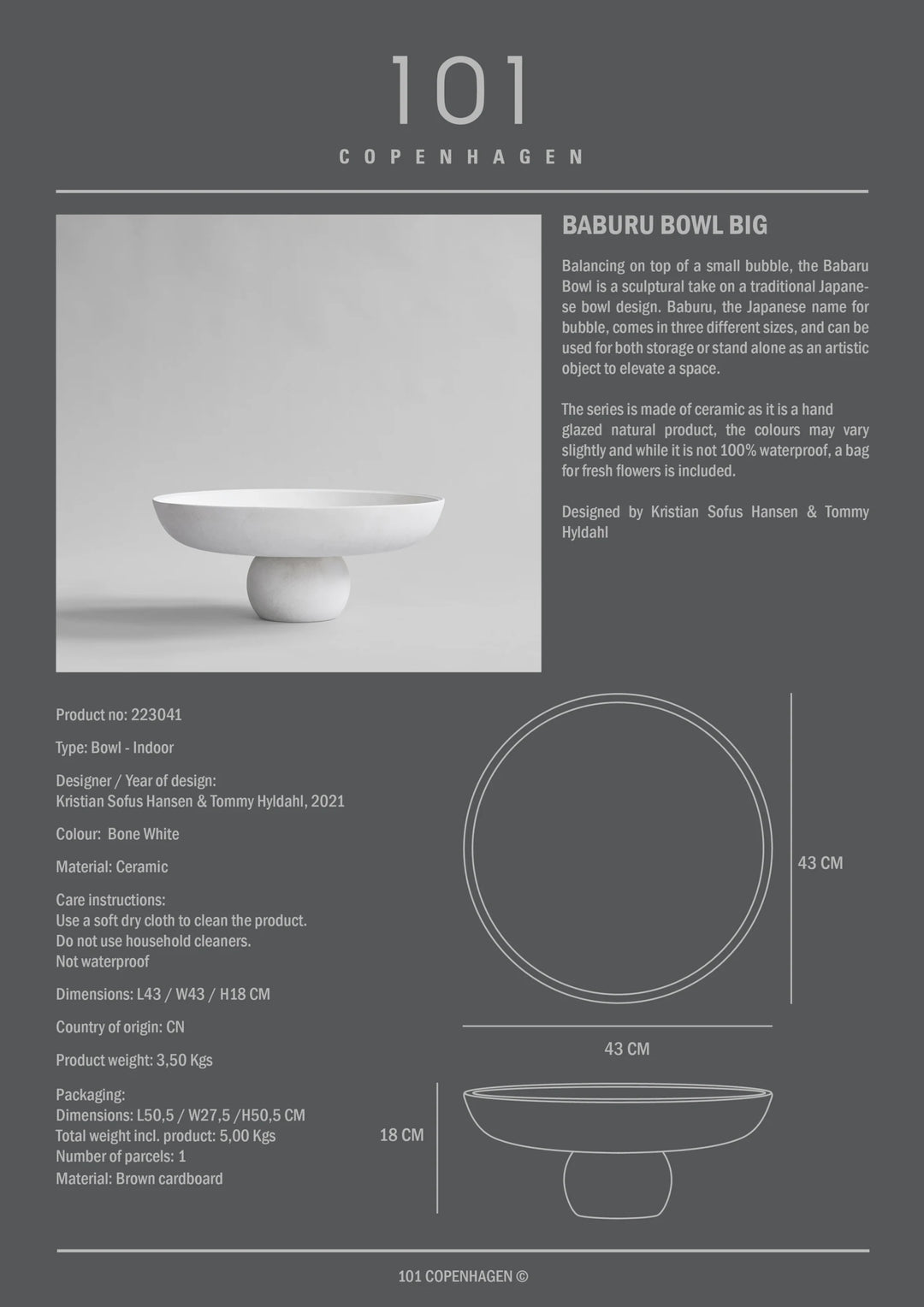 Baburu Bowl, Big - Bone White Vases 101 Copenhagen   