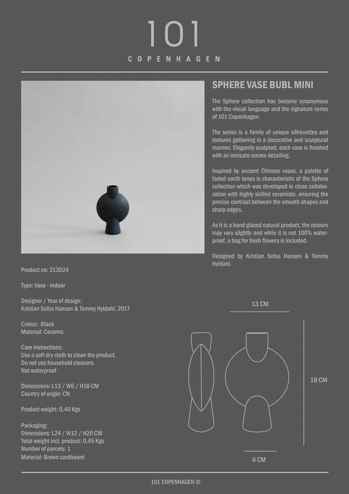 Sphere Vase Bubl, Mini - Black Vases 101 Copenhagen   