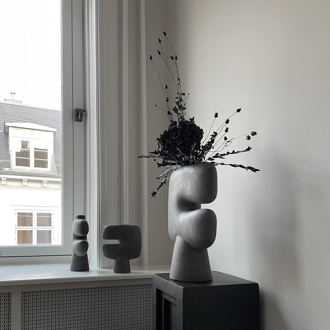 Tribal Vase, Mini - Dark Grey Vases 101 Copenhagen   