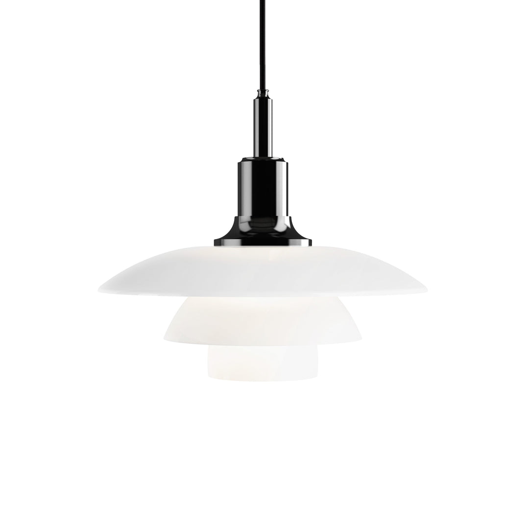 PH 3 1/2-3 Glass Pendant Light Lighting Louis Poulsen White Glass / Black Metalized
