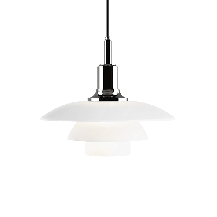PH 3 1/2-3 Glass Pendant Light Lighting Louis Poulsen White Glass / Chrome