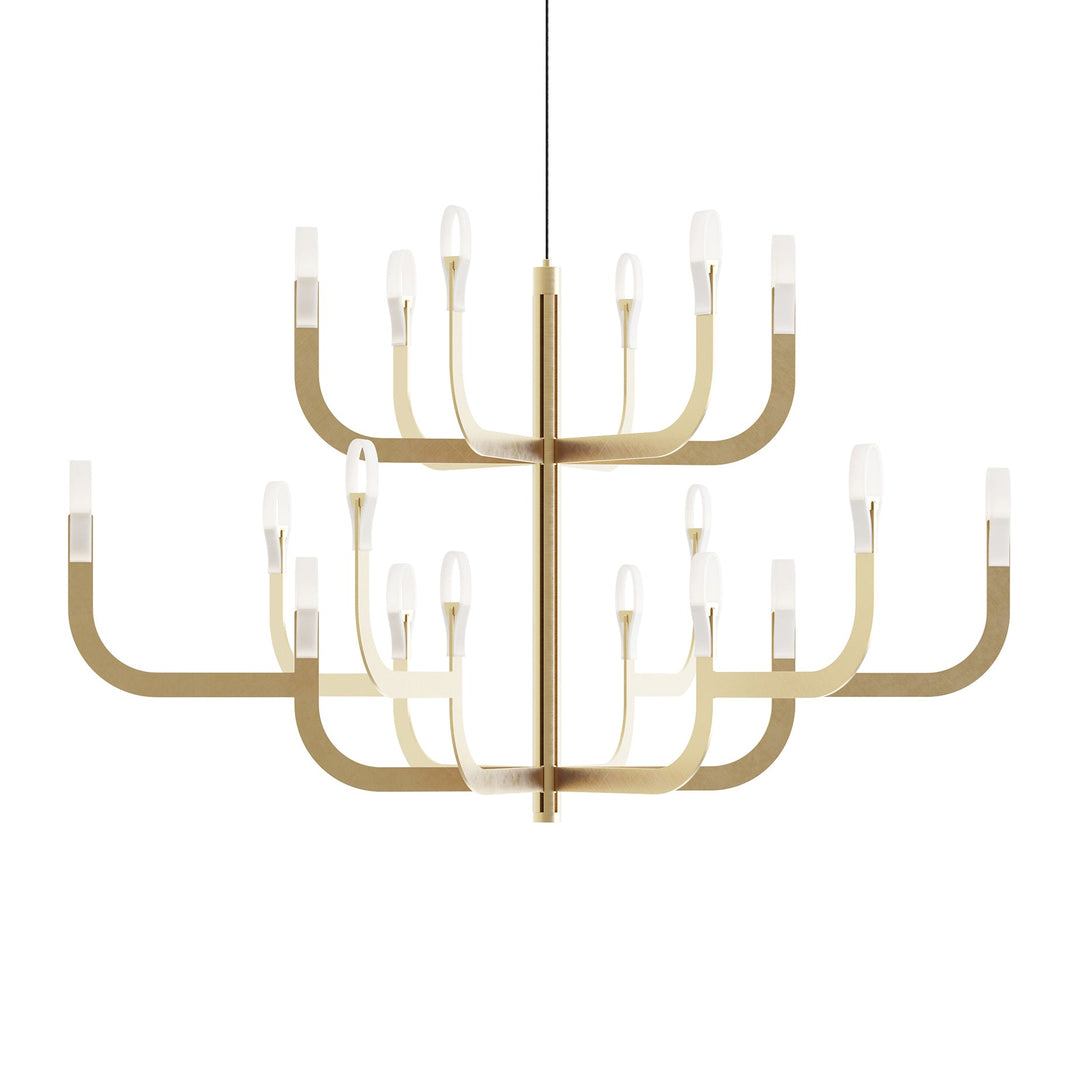 J-us LED Pendant Light Lighting Luceplan Satin Gold 3 Double Arms