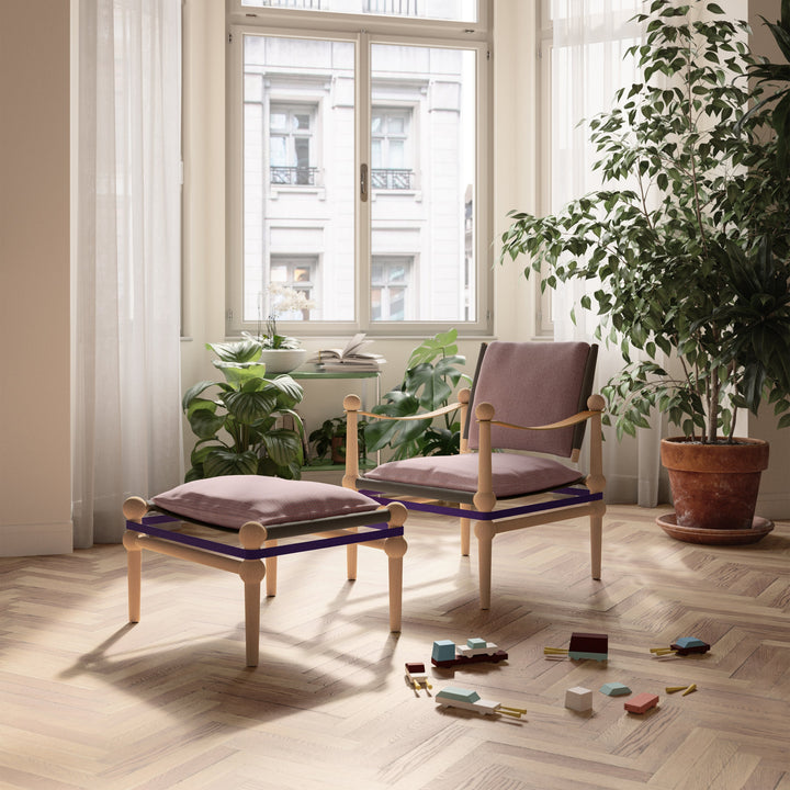 Twain Low Lounge Chair Chairs Magis Kvadrat Recheck 645 Kvadrat Melange Nap 651 / Beech Natural / Matching Ottoman