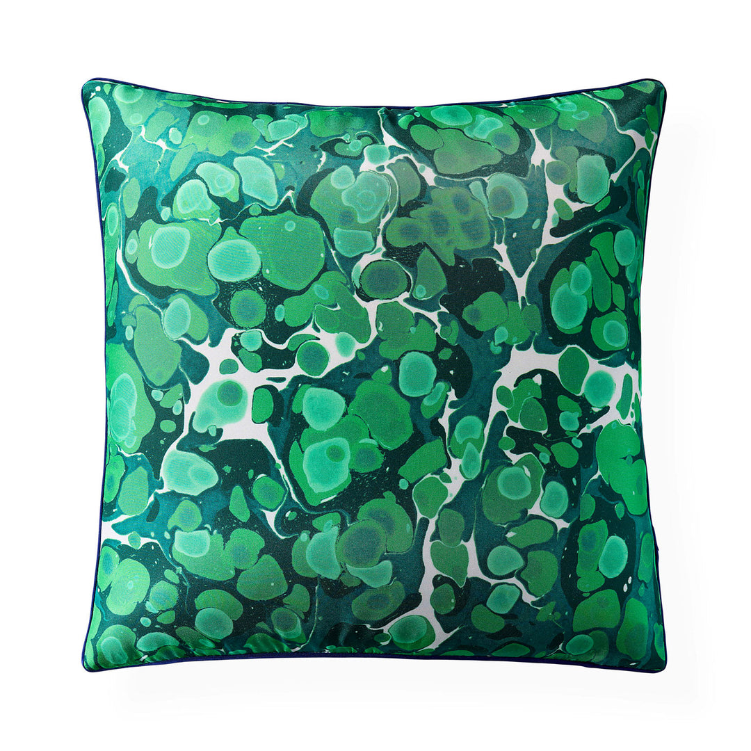 Marbleized Green Silk Pillow Jonathan Adler