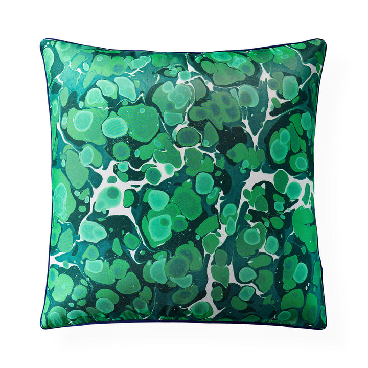 Marbleized Green Silk Pillow Jonathan Adler