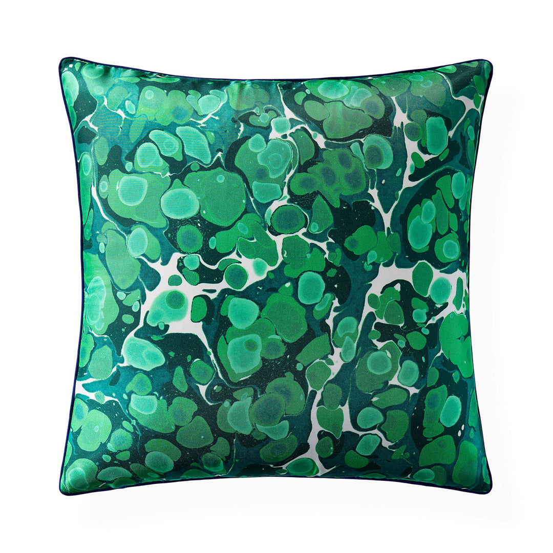Marbleized Green Silk Pillow Jonathan Adler