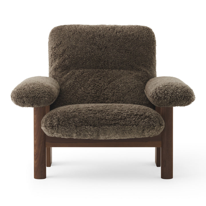 Brasilia Sheepskin Lounge Chair Chairs Audo Copenhagen Sheepskin Root Dark Stained Oak Tall: 32.3 in height