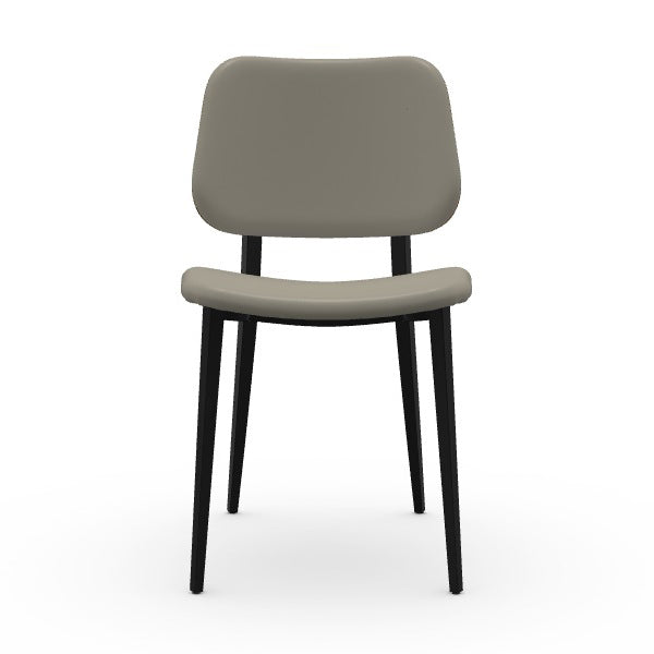 Joe S M TS/L Dining Chair Chairs MIDJ Fiore Leather Ash Grey P0GS / Black EN with Veneered Flamed Walnut I24 Back