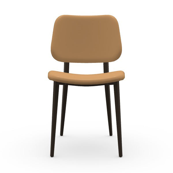 Joe S M TS/L Dining Chair Chairs MIDJ Fiore Leather Sahara P0S4 / Brown E6 with Veneered Flamed Walnut I24 Back