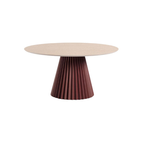 Plisse Coffee Table Tables MIDJ I52 Stained Natural Oak / FP Bulgaro Red / Medium: 19.7 in diameter
