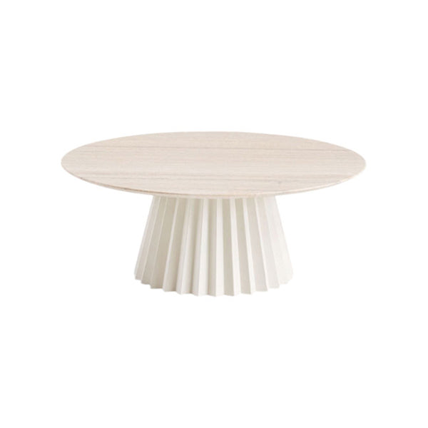 Plisse Coffee Table Tables MIDJ MB2 Beige Travertino Romano / EF White Pearl / XLarge: 31.5 in diameter