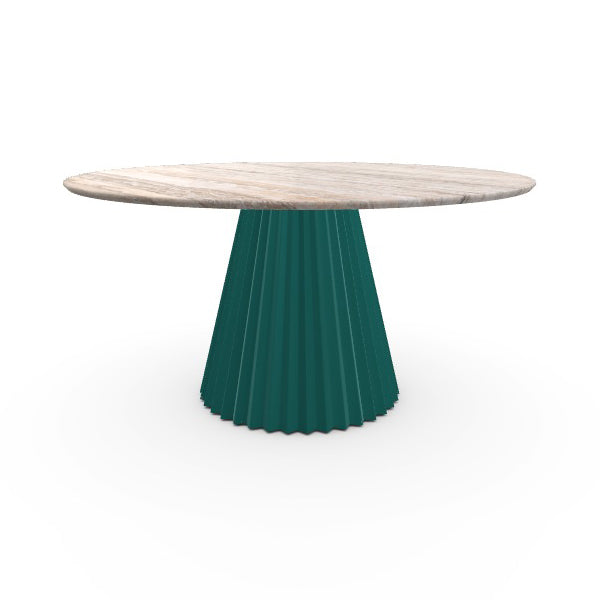 Plisse Round Dining Table Tables MIDJ MB2 Beige Travertino Romano / EJ Pine Green / Large: 59.1 in diameter