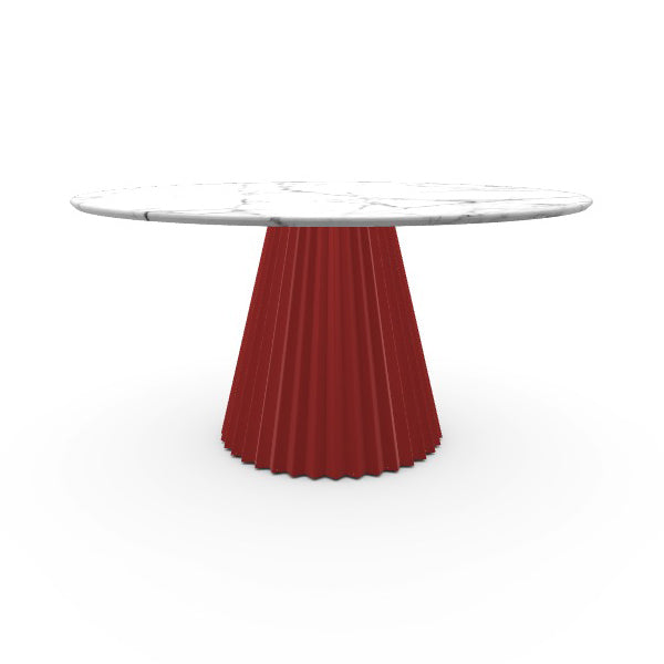 Plisse Round Dining Table Tables MIDJ MB4 White Calacatta Vagli / EQ Cherry Red / Large: 59.1 in diameter