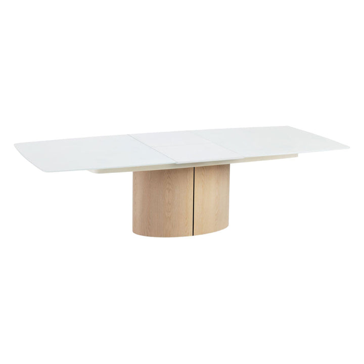 Sesamo Dining Table Tables MIDJ J41 Extra Clear Matt White Antiscratch / I61 Veneered Wood Painted Desert / Large: 86.6 in width