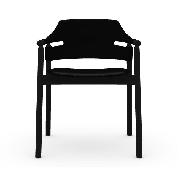 Suite P L CU Dining Armchair Chairs MIDJ Tuscan Hide Black C3N4 / Lacquered Ash Stained Black F04