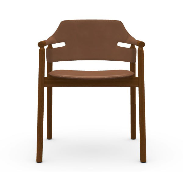 Suite P L CU Dining Armchair Chairs MIDJ Tuscan Hide Brown C3M2 / Lacquered Ash Stained Flamed Walnut F24
