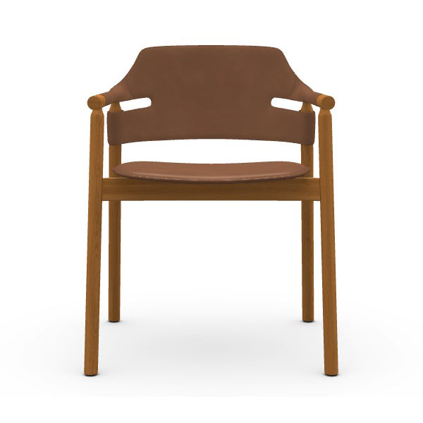 Suite P L CU Dining Armchair Chairs MIDJ Tuscan Hide Brown C3M2 / Lacquered Ash Stained Natural Oak F52