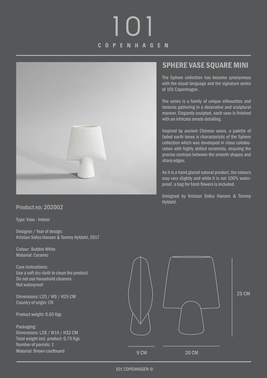 Sphere Vase Square, Mini - Bubble White Vases 101 Copenhagen   