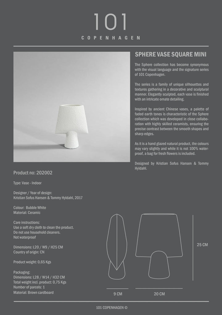 Sphere Vase Square, Mini - Bubble White Vases 101 Copenhagen   