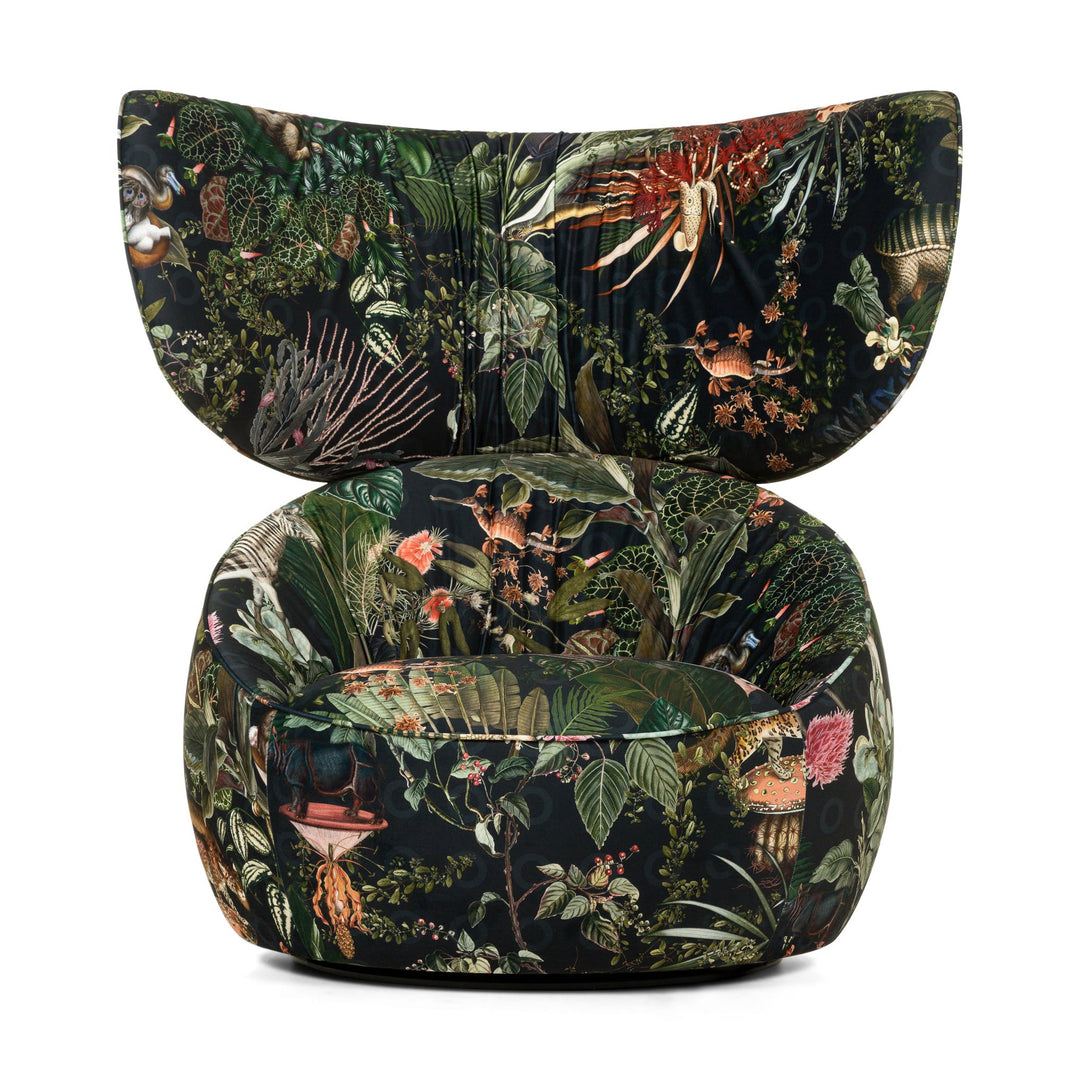 Hana Wingback Lounge Chair Chairs Moooi The Menagerie of Extinct Animals Velvet Raven Swivel