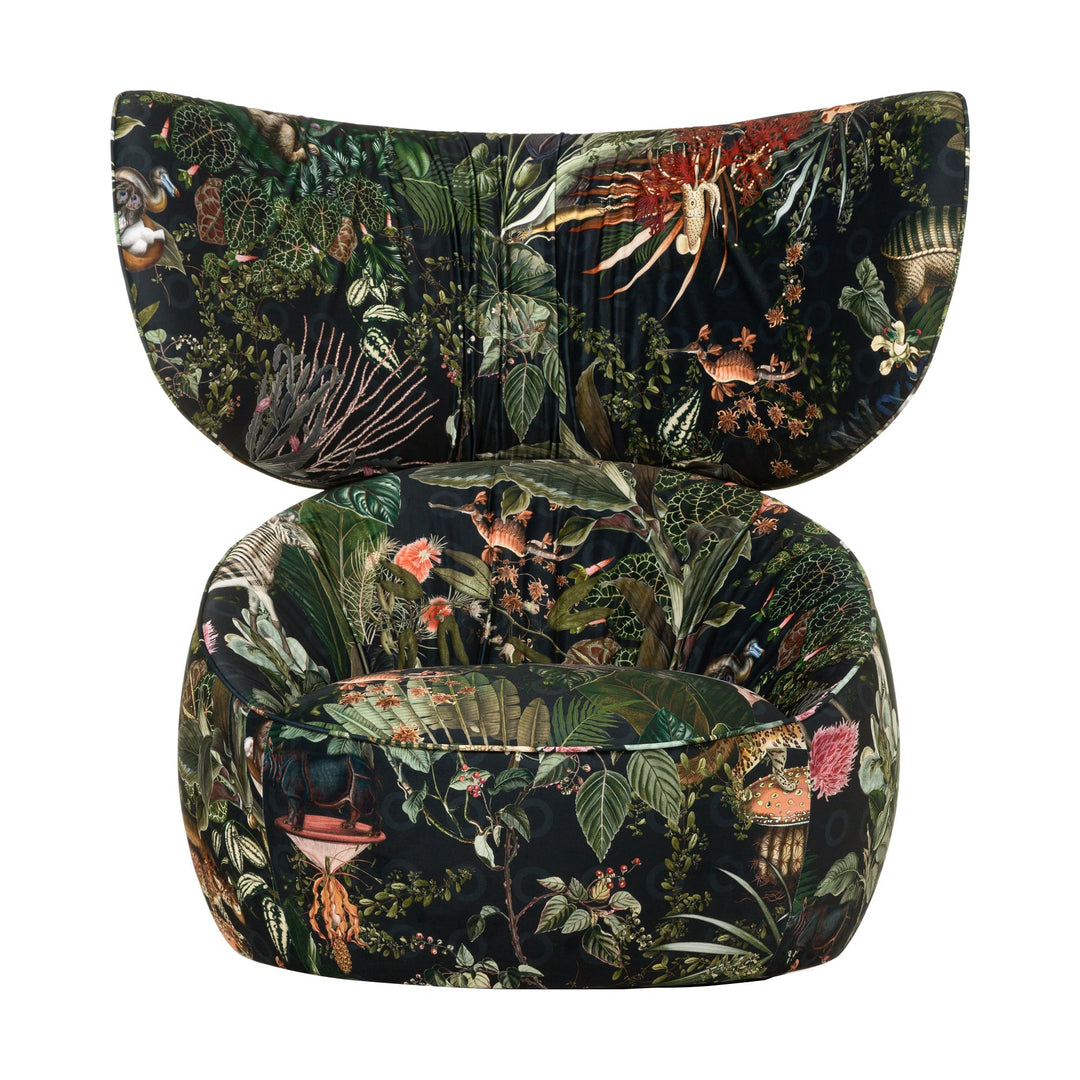Hana Wingback Lounge Chair Chairs Moooi The Menagerie of Extinct Animals Velvet Raven Fixed