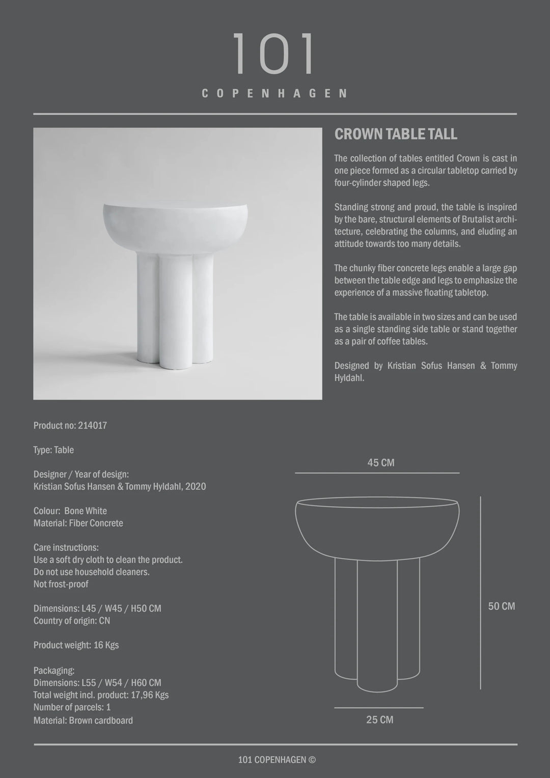 Crown Table, Tall - Bone White Table 101 Copenhagen   