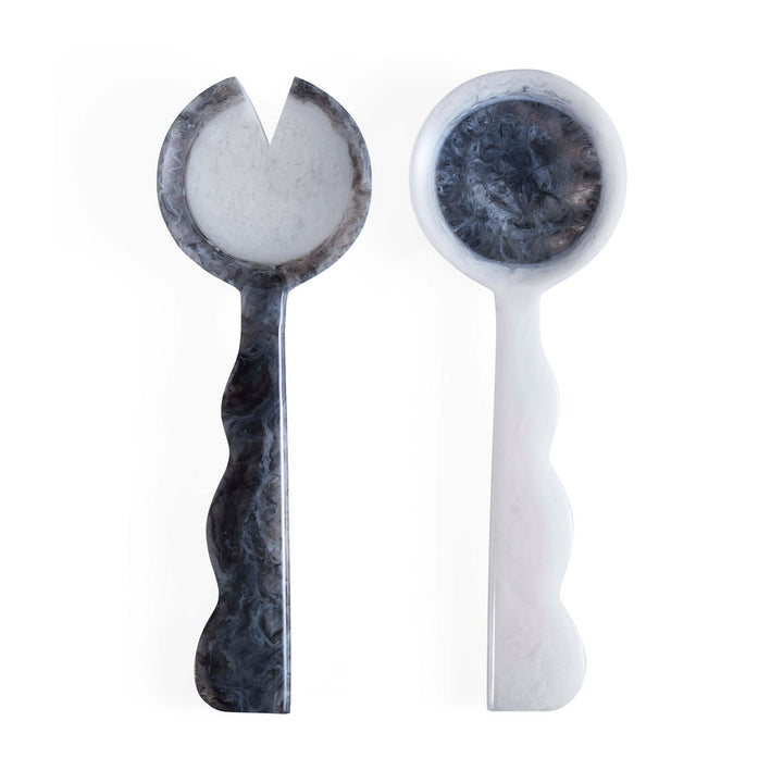 Como Black & White Ripple Salad Serving Set Jonathan Adler Default Title