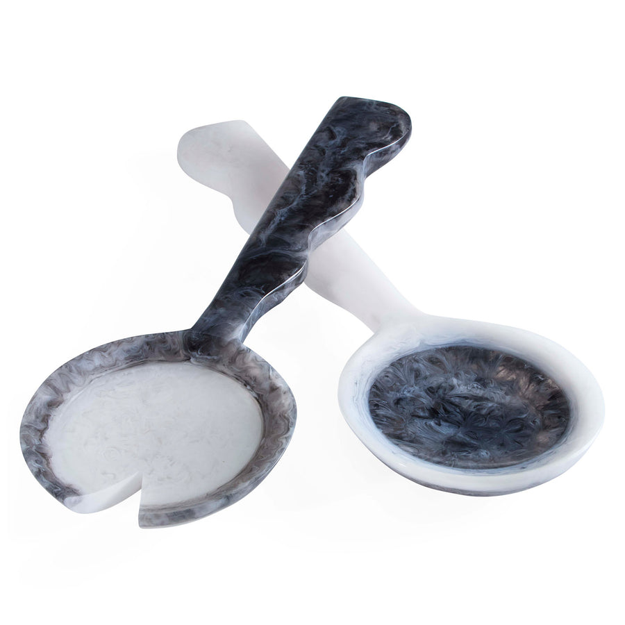 Como Black & White Ripple Salad Serving Set Jonathan Adler