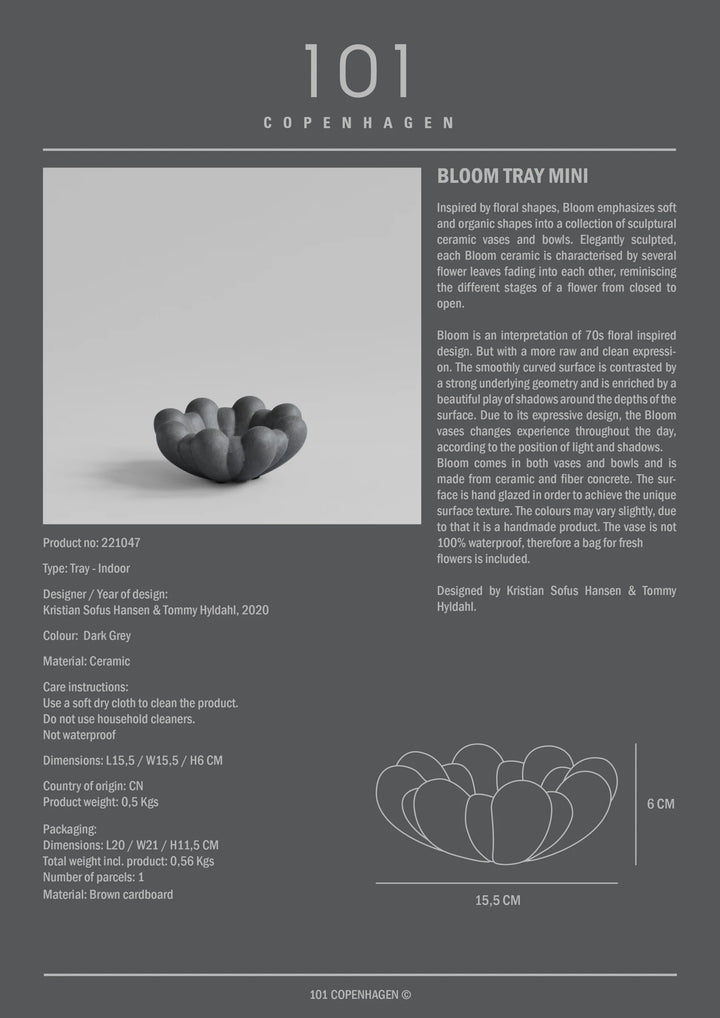 Bloom Tray, Mini - Dark Grey Vases 101 Copenhagen   