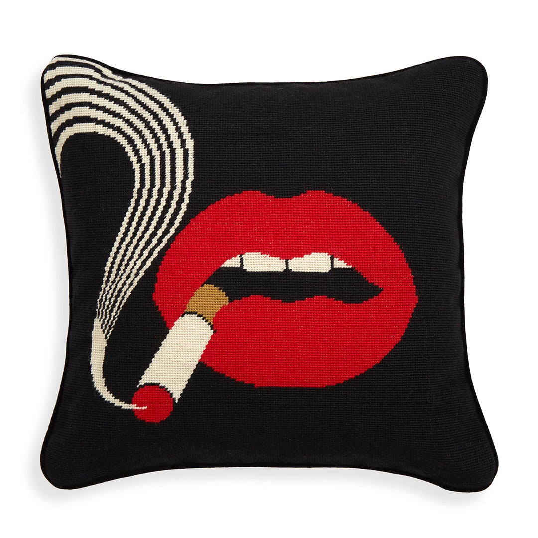 Lips Smolder Needlepoint Throw Pillow Jonathan Adler