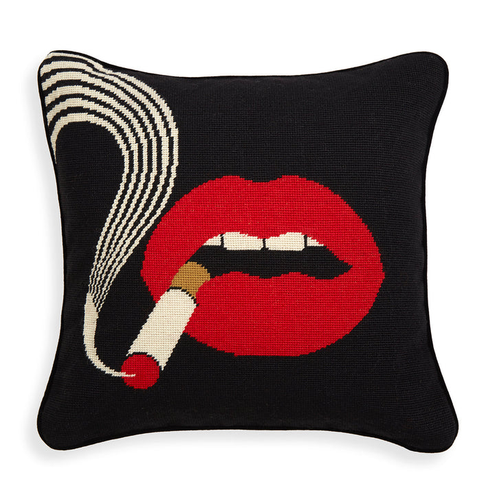 Lips Smolder Needlepoint Throw Pillow Jonathan Adler
