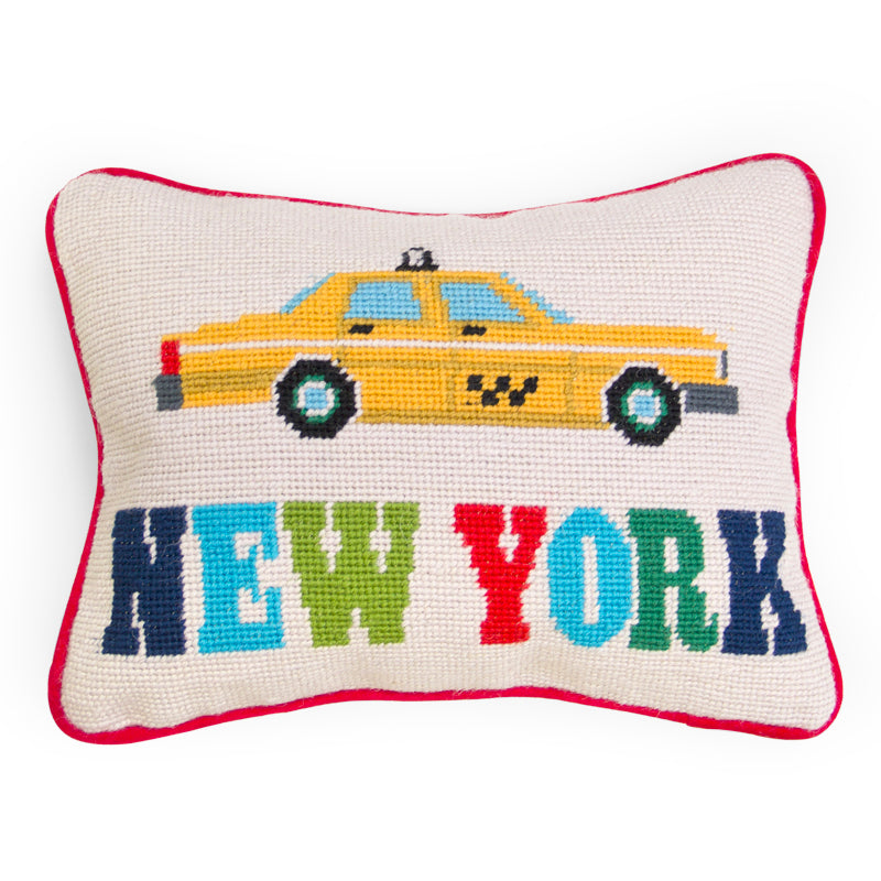 Jet Set Needlepoint New York Pillow Jonathan Adler