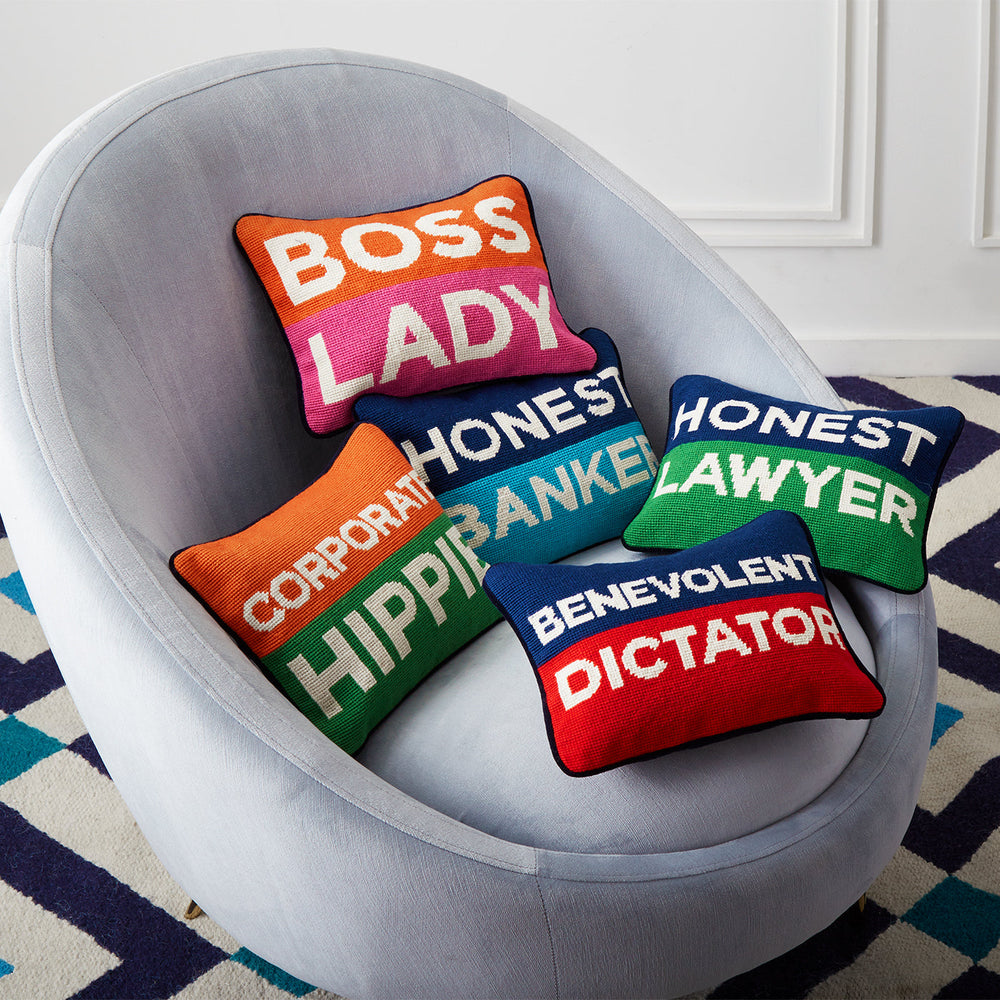 Honest Lawyer Needlepoint Pillow Jonathan Adler