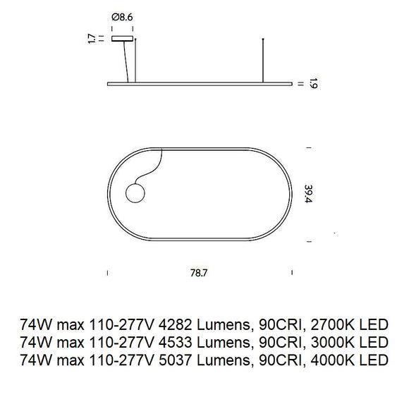 Zirkol Oval LED Pendant Light Lighting NEMO