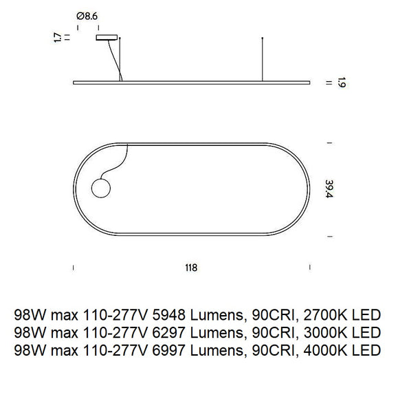 Zirkol Oval LED Pendant Light Lighting NEMO