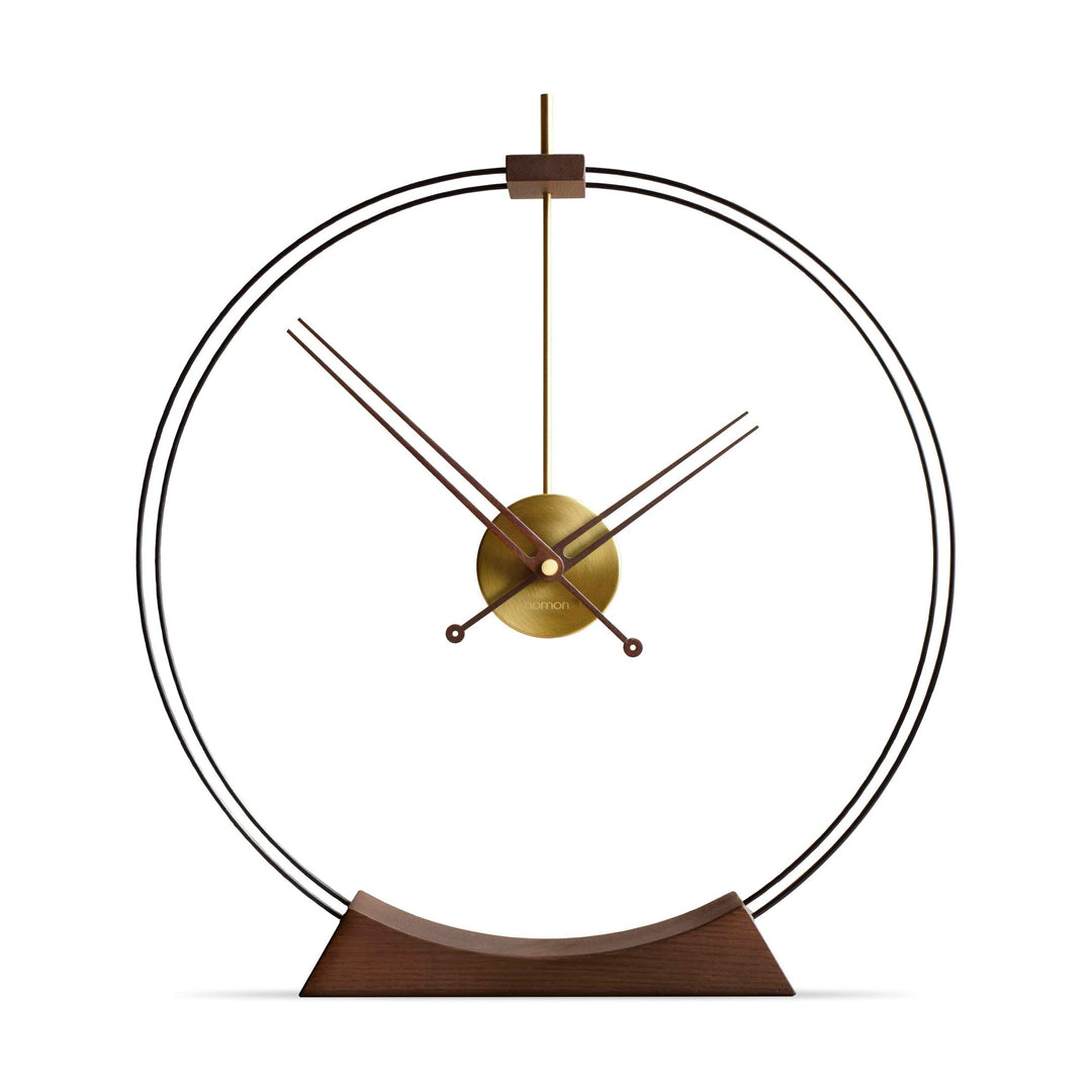 Aire Table Clock Nomon Black / Walnut / Brass Large: 19.7 in width