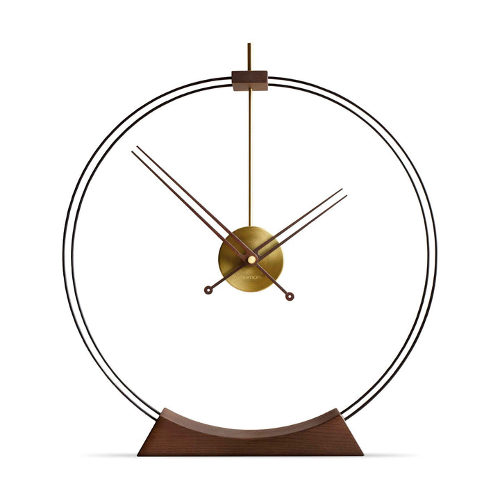Aire Table Clock Nomon Black / Walnut / Brass Large: 19.7 in width