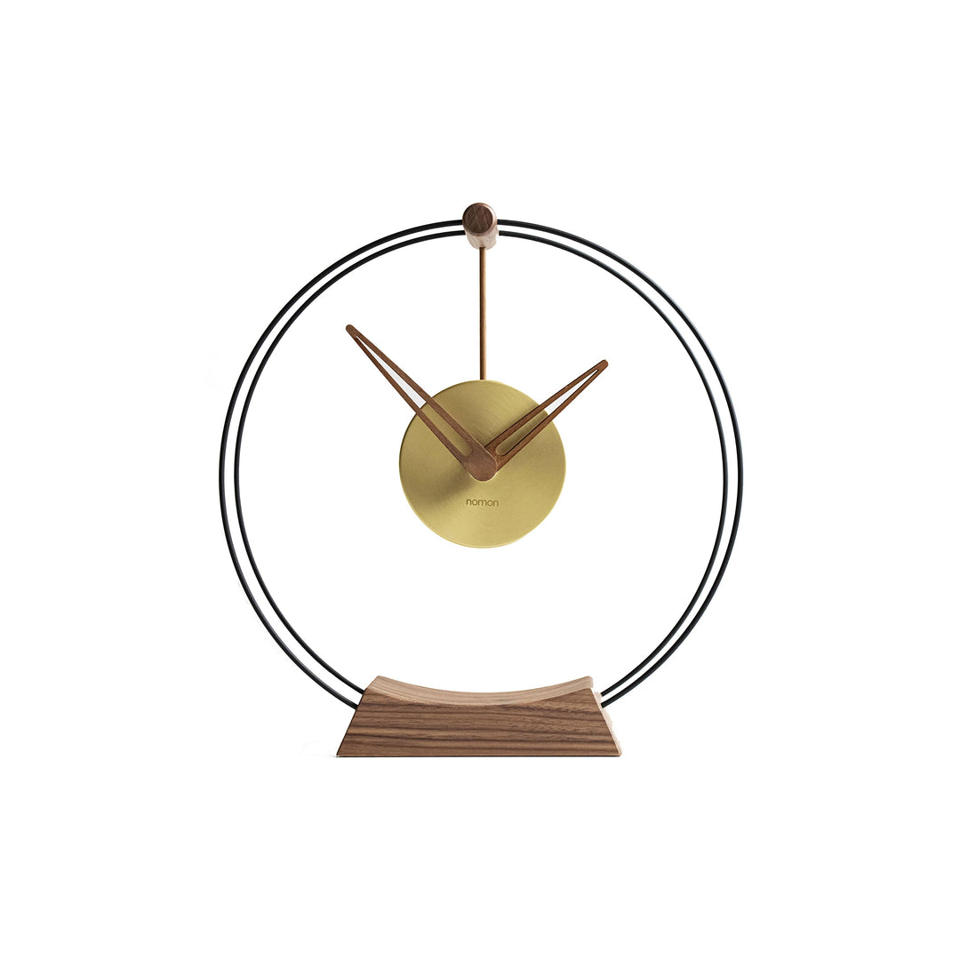 Aire Table Clock Nomon Black / Walnut / Brass Mini: 10.2 in width
