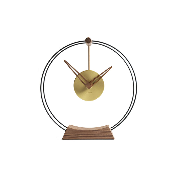 Aire Table Clock Nomon Black / Walnut / Brass Mini: 10.2 in width
