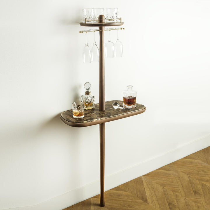 Bar Cabinet Nomon Emperador Marble / Walnut and Brass