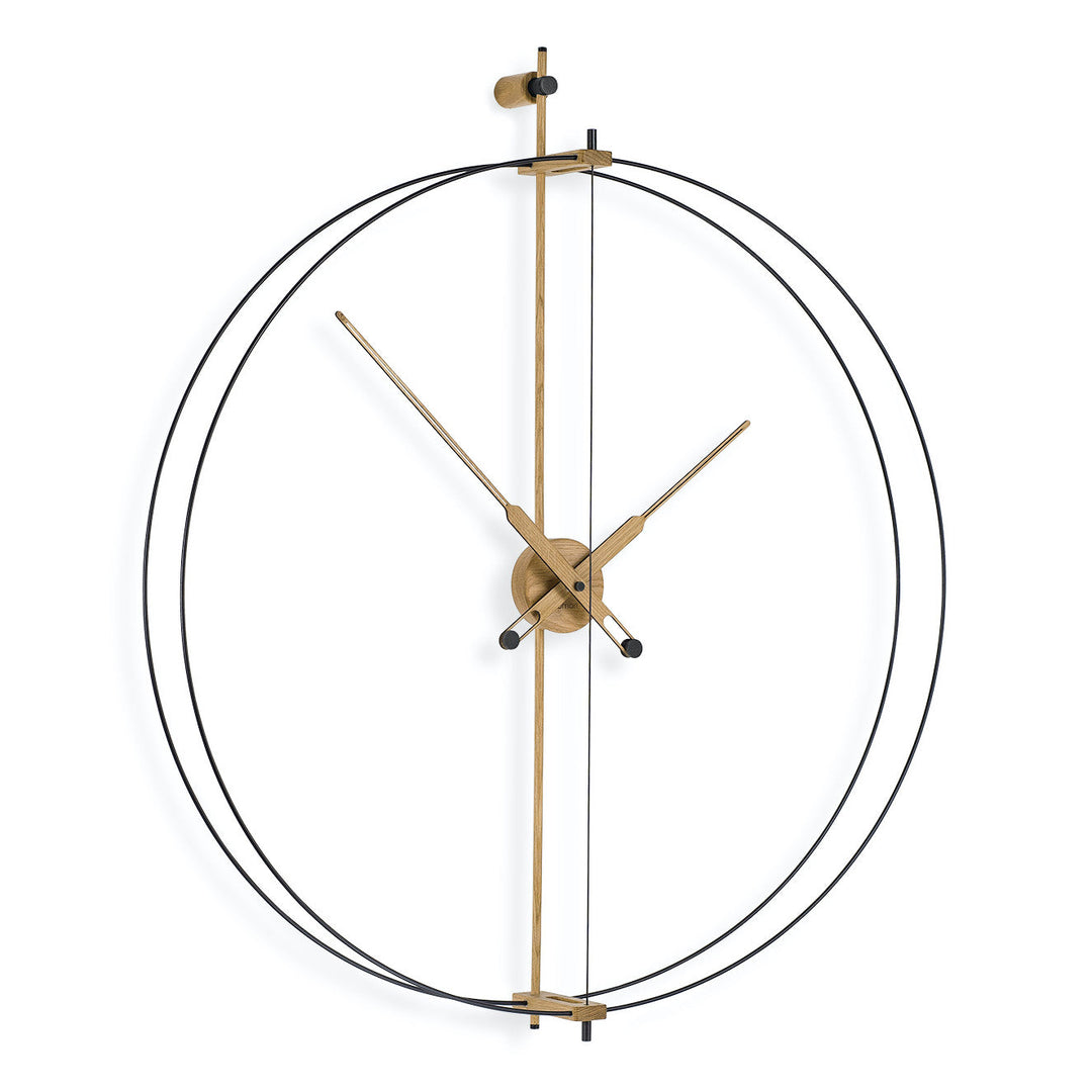 Barcelona Premium Clock Wall Clocks Nomon Black / Oak Large: 35.4 in width