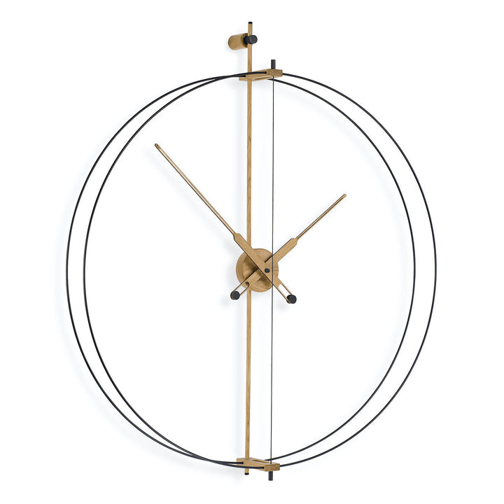 Barcelona Premium Clock Wall Clocks Nomon Black / Oak Large: 35.4 in width