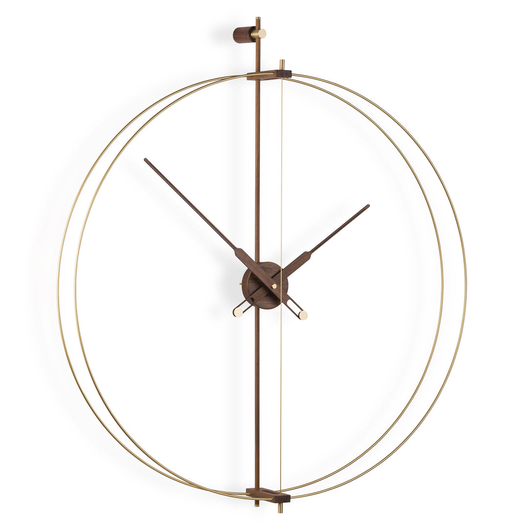 Barcelona Premium Clock Wall Clocks Nomon Brass / Walnut Large: 35.4 in width