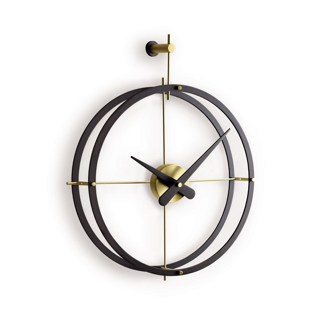 Dos Puntos Wall Clock Wall Clocks Nomon Brass / Dark Brown