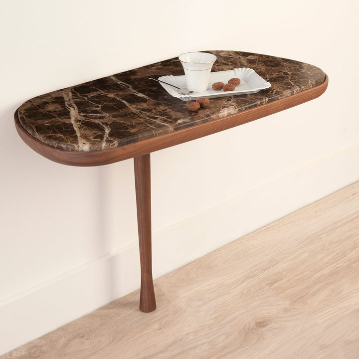 Mesita Side Table Accent Tables Nomon Walnut with Emperador Marble Top