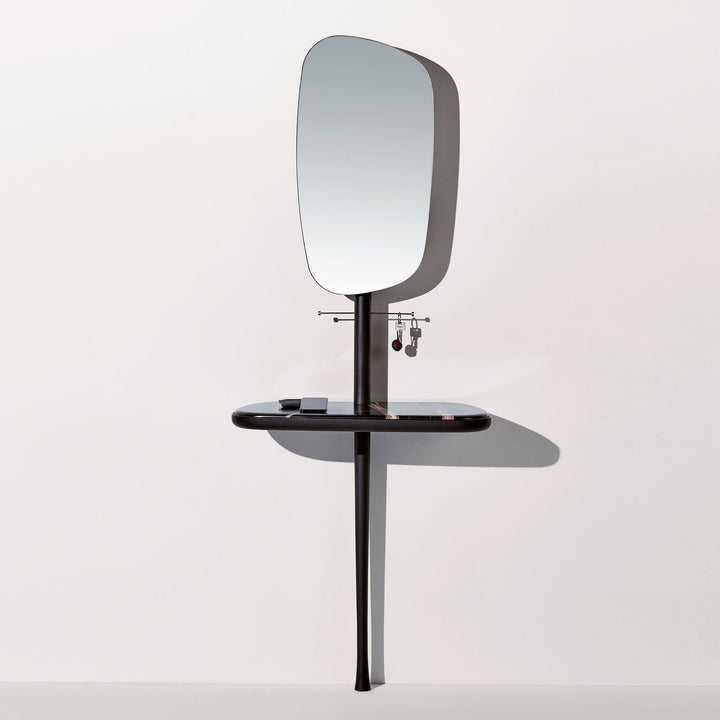 Receiver Console Table Tables Nomon Black and Brass with Sahara Marble Top